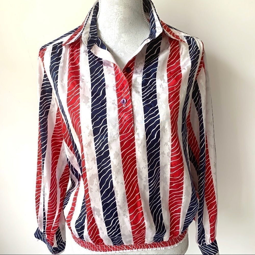 VINTAGE PATRIOTIC 4th of JULY 70’s FESTIVE TOP
